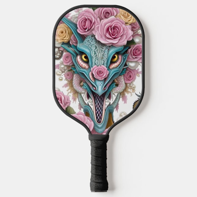 Portrait eines wunderschönen, skurrilen, rosa Drac Pickleball Schläger (Vorderseite)