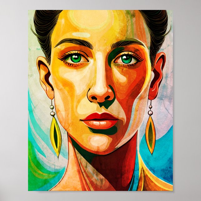 Portrait Female Faces Stilvolle Kunst Poster (Vorne)