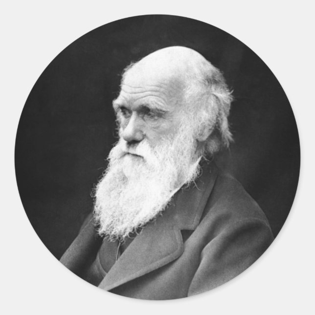 Portrait Foto von Charles Darwin Runder Aufkleber (Vorderseite)