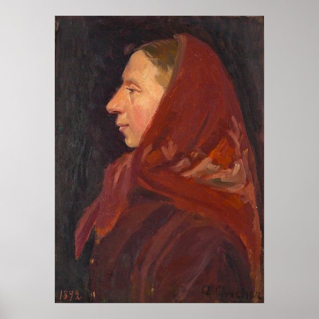 Portrait-Frau in Rot Poster (Vorne)