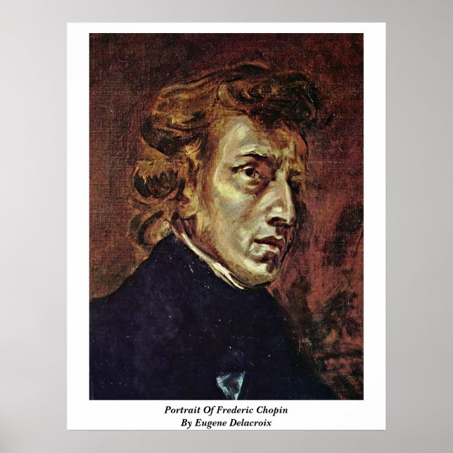 Portrait Frederic Chopin von Eugene Delacroix Poster (Vorne)