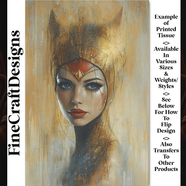 Portrait, Gold-Adresse, rote Lippen, BV2-Decoupage Seidenpapier (Von Creator hochgeladen)