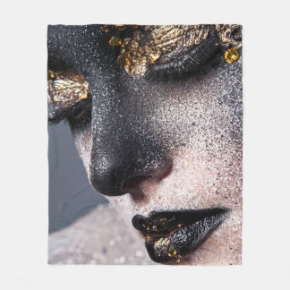 Portrait Gold Black Artistic Makeup Luxury Beauty Fleecedecke