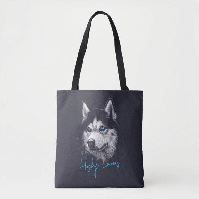 Portrait Head Siberischer Husky mit blauen Augen (Vorderseite)