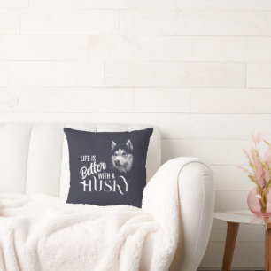 Portrait Head Siberischer Husky mit blauen Augen Kissen