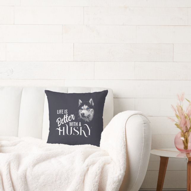 Portrait Head Siberischer Husky mit blauen Augen Kissen (Liege)