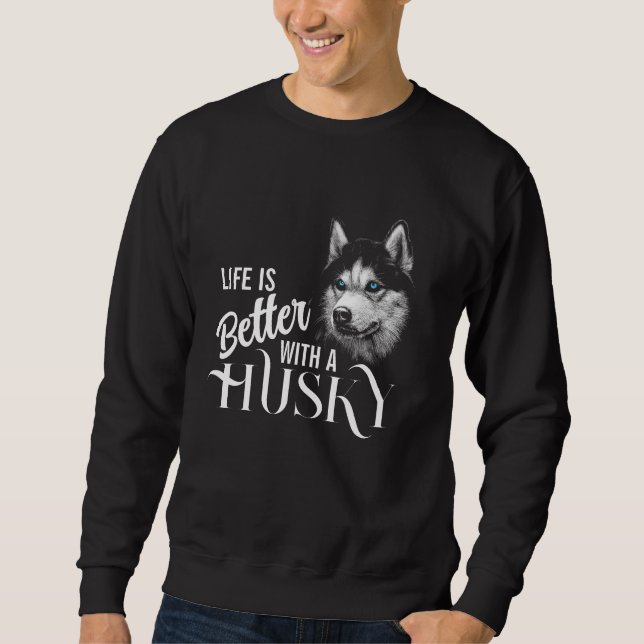 Portrait Head Siberischer Husky mit blauen Augen Sweatshirt (Vorderseite)