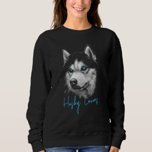 Portrait Head Siberischer Husky mit blauen Augen Sweatshirt