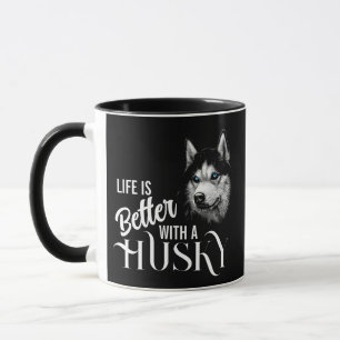 Portrait Head Siberischer Husky mit blauen Augen Tasse