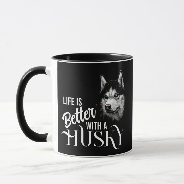 Portrait Head Siberischer Husky mit blauen Augen Tasse (Links)