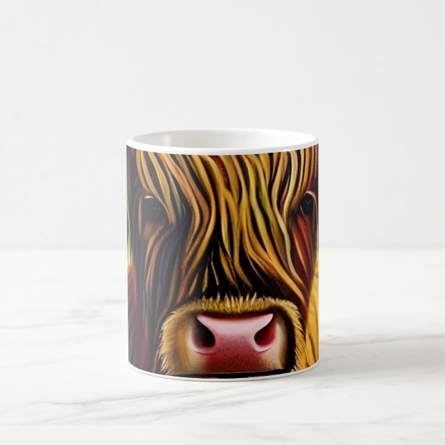 Portrait Highland Cow Art Kaffeetasse (Mittel)