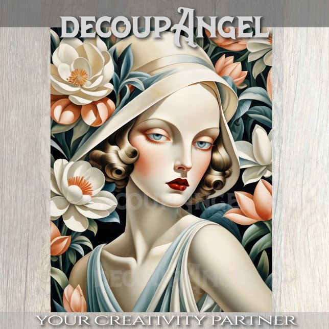 Portrait in Art Deco - Peach - Decoupage - Seidenpapier (Von Creator hochgeladen)