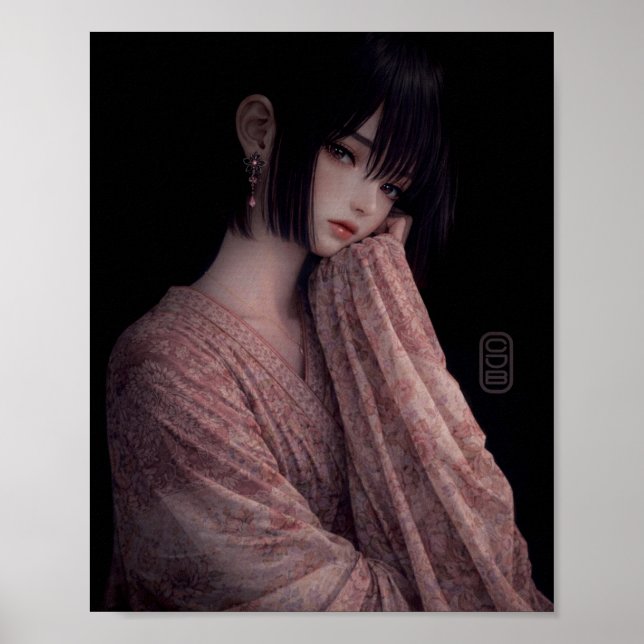 Portrait in Spring Patterns Print Poster (Vorne)