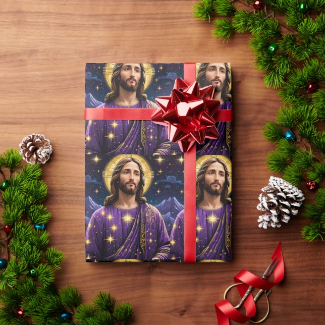 Portrait Jesu Christi Weihnachten Geschenkpapier (Feiertagsgeschenk)
