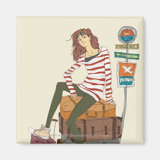 Portrait junger Frauen im Koffer Magnet (Vorne)