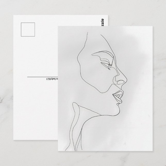 Portrait, Linie Kunst, Postkreuzung Postkarte (Vorne/Hinten)