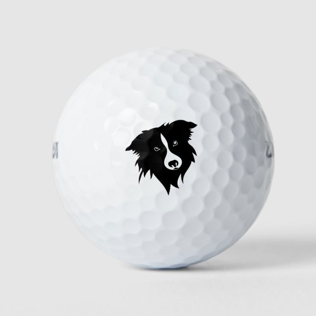Portrait lustig spielend Schwarz-weiß Collie Welpe Golfball (Vorderseite)