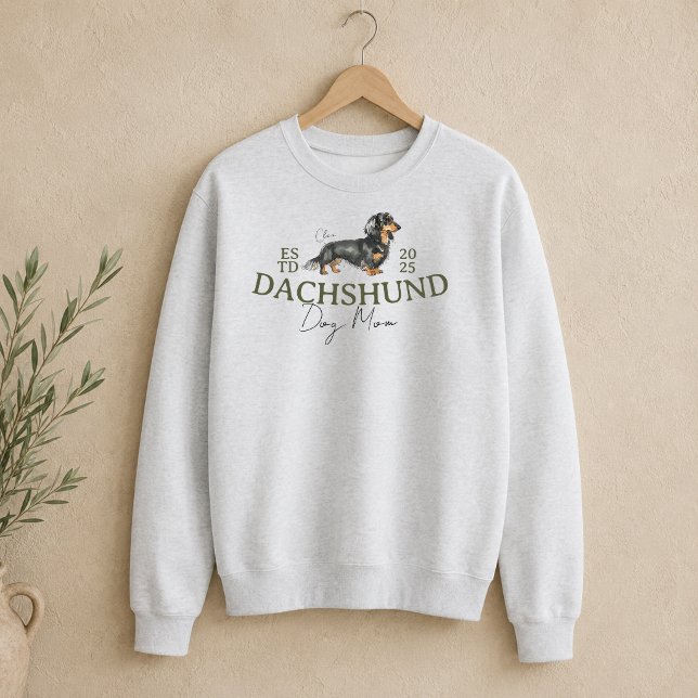 Portrait-Mama für benutzerdefinierte Haustiere Dac Sweatshirt (Dachshund Dog Mom Pet Illustration Sweatshirt
)