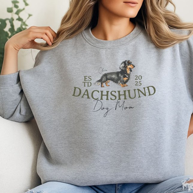 Portrait-Mama für benutzerdefinierte Haustiere Dac Sweatshirt (Elevate your party apparel with this Custom Pet Portrait Dog Mom Dachshund sweatshirt sweatshirt! )