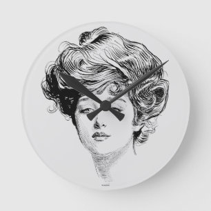 Portrait Of A  Gibson Girl, 1900 Runde Wanduhr