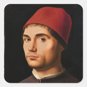 Portrait of a Man, c.1475 Quadratischer Aufkleber
