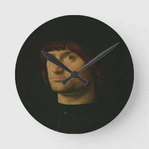 Portrait of a Man, oder The Condottiere, 1475 (Öl Runde Wanduhr