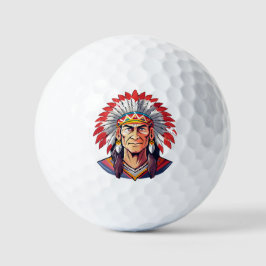 Portrait of a Native American old Chief Golfball