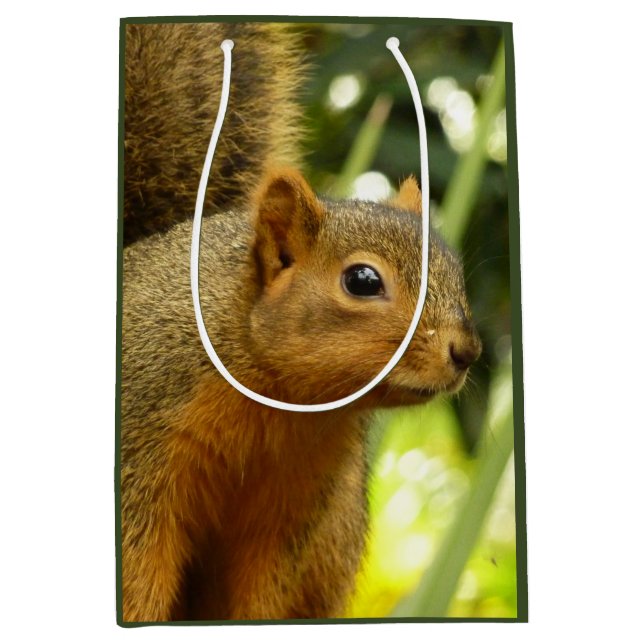 Portrait of a Squirrel Nature Animal Photography Mittlere Geschenktüte (Vorderseite)
