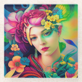 Portrait of a Woman Adorned with Flowers Glasuntersetzer