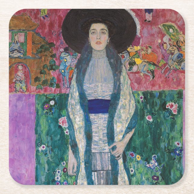 Portrait of Adele Bloch Bauer, Gustav Klimt Rechteckiger Pappuntersetzer (Vorderseite)