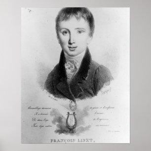 Portrait of Franz Liszt (1811-86) aged 11 (engravi Poster