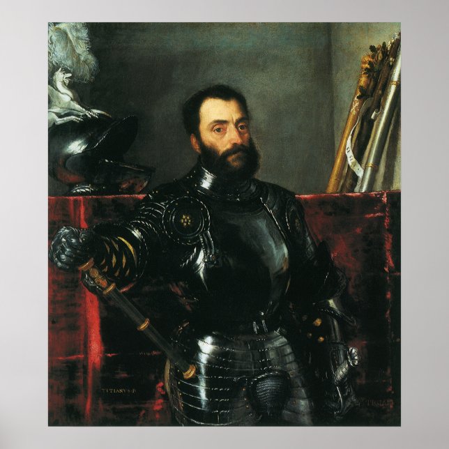 Portrait of the Duke of Urbino by Titian Poster (Vorne)