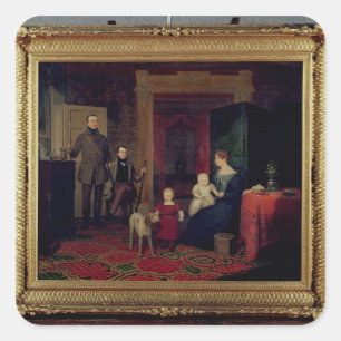 Portrait of the Van Cortland Family, c.1830 Quadratischer Aufkleber