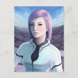 Portrait of Trisha - Futuristic Girl Painting Postkarte