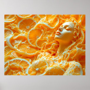 Portrait of Woman Unter den Orangen - Frische Fruc Poster