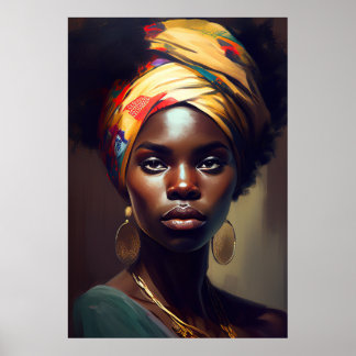 Portrait-Ölgemäldeposter der Afrikanischen Frau Poster
