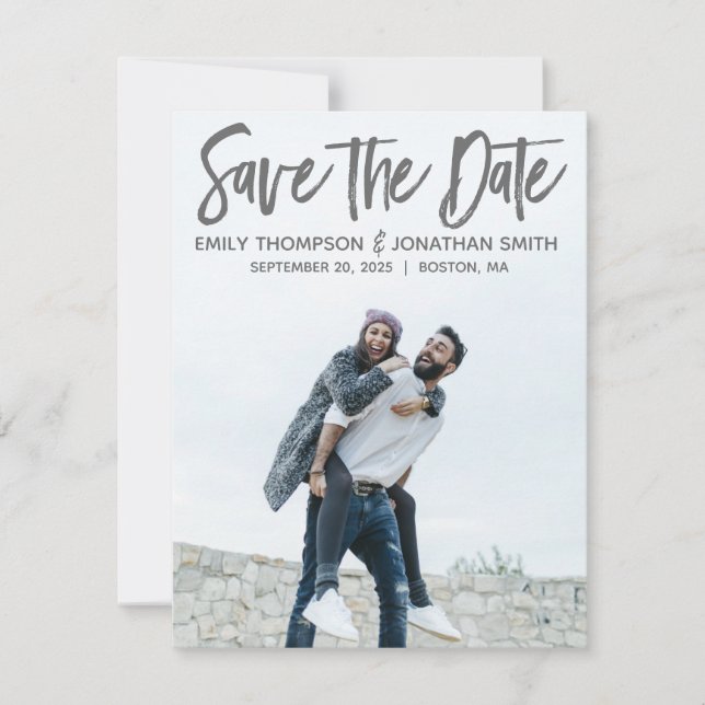 Portrait Picture Wedding Save the Date Card Modern