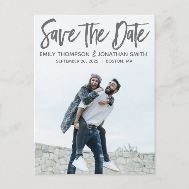 Portrait Picture Wedding Save the Date Postcard Postkarte (Vorderseite)
