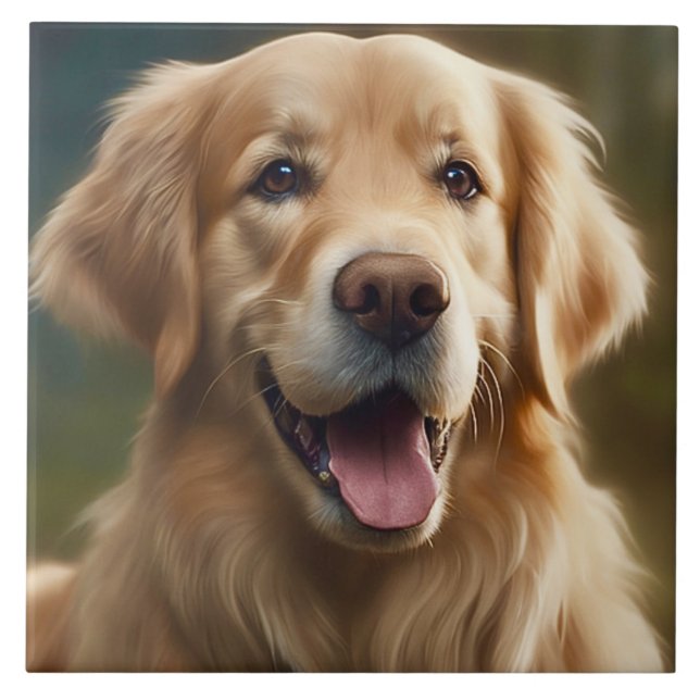Portrait-Pose-Papier für Golden Retriever Fliese (Vorderseite)
