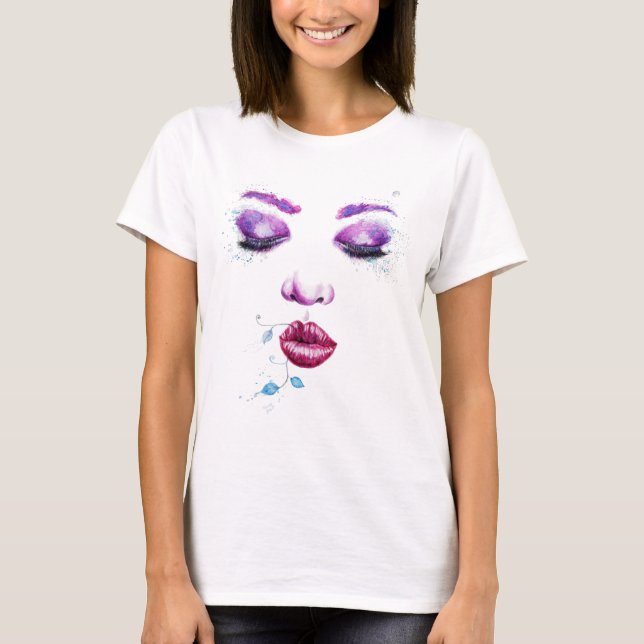 Portrait Pout - farbenfrohe Makeup T-Shirt (Vorderseite)