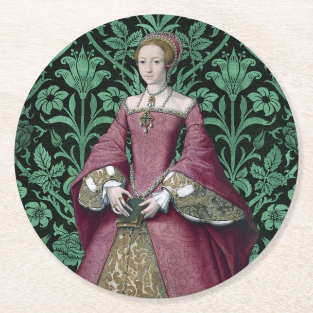 Portrait Prinzessin Elizabeth Tudor, Königin Runder Pappuntersetzer (Vorderseite)