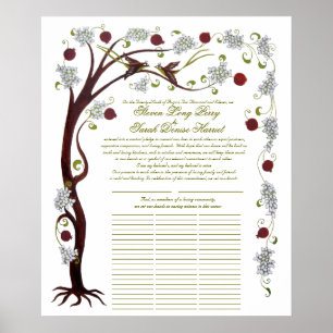 Portrait "Quaker Wedding Tree of Life" (60 Gäste) Poster