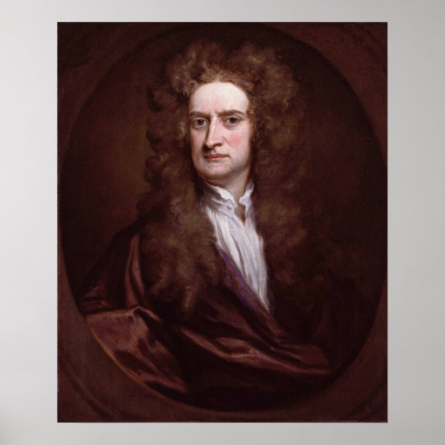 Portrait Sir Isaac Newton von Sir Godfrey Kneller Poster (Vorne)