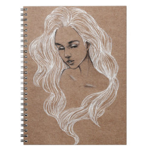 Portrait Sketch: Junge Girl Illustration Notizblock