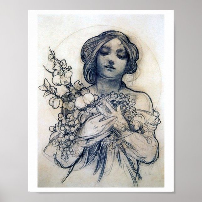 Portrait (Studie), Alphonse Mucha Poster (Vorne)