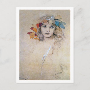 Portrait (Studie), Alphonse Mucha Postkarte