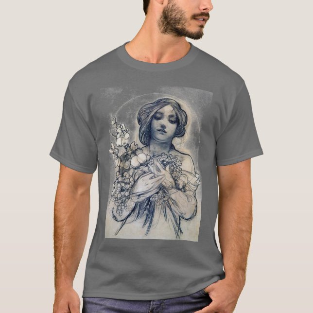 Portrait (Studie), Alphonse Mucha T-Shirt (Vorderseite)