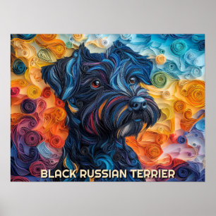 Portrait über das schwarz-russische Terrier Paper Poster