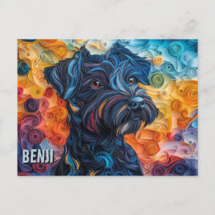 Portrait über das schwarz-russische Terrier Paper Postkarte