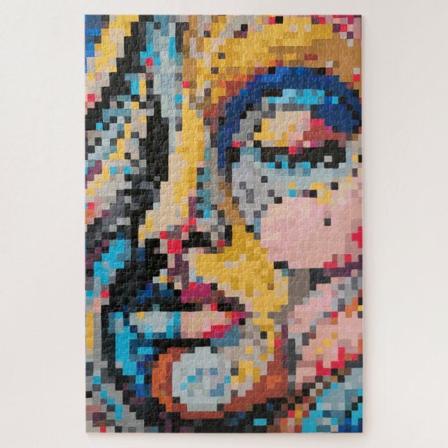 Portrait über die farbenfrohe Pixeldarstellung Puzzle (Vertikal)
